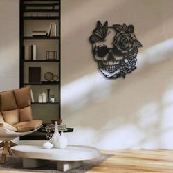 rose sugar skull metal sign butterfly skull signs halloween decoration for home 2