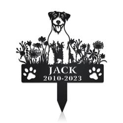 Russell Terrier Dog Grave Marker Garden Stakes Dog Sympathy Gift Cemetery Decor Memorial