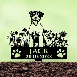 russell terrier dog grave marker garden stakes dog sympathy gift cemetery decor memorial custom metal signs 2
