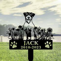 russell terrier dog grave marker garden stakes dog sympathy gift cemetery decor memorial custom metal signs 3