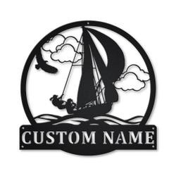 Sailing Metal Wall Art Personalized Metal Name Signs Home Decor Sport Lovers Gifts