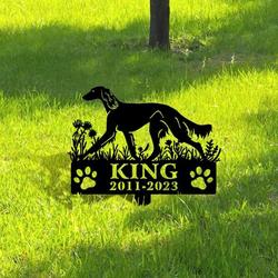 saluki dog grave marker garden stakes dog sympathy gift cemetery decor memorial custom metal signs 1