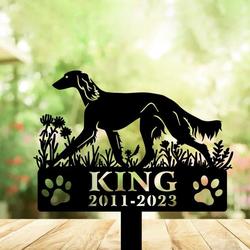 saluki dog grave marker garden stakes dog sympathy gift cemetery decor memorial custom metal signs 3