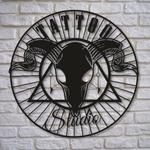 satan skull tattoo metal wall art laser cut metal signs tattoo studio decor 0