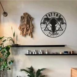 satan skull tattoo metal wall art laser cut metal signs tattoo studio decor 4