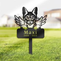 Savannah Cat Grave Marker Garden Stakes Cat Memorial Gift Cemetery Decor