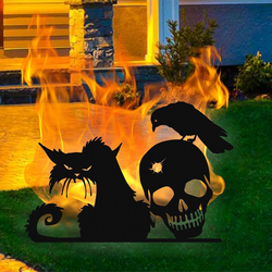 scary black cat metal sign halloween yard decoration spoky outdoor decor art 1