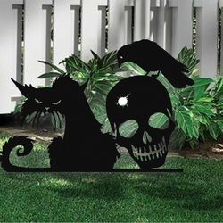 scary black cat metal sign halloween yard decoration spoky outdoor decor art 3