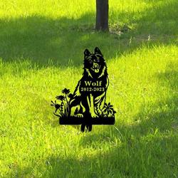 schipperke dog grave marker garden stakes dog sympathy gift cemetery decor memorial custom metal signs 1