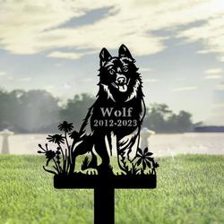 schipperke dog grave marker garden stakes dog sympathy gift cemetery decor memorial custom metal signs 3