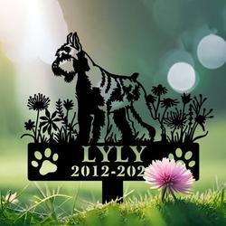 schnauzer dog grave marker garden stakes dog sympathy gift cemetery decor memorial custom metal signs 1