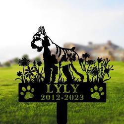 schnauzer dog grave marker garden stakes dog sympathy gift cemetery decor memorial custom metal signs 2