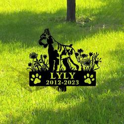schnauzer dog grave marker garden stakes dog sympathy gift cemetery decor memorial custom metal signs 3