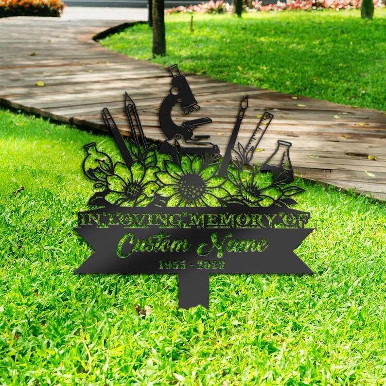 Scientist Chemist Grave Marker Memorial Sign with Stake Sympathy Gifts for Loss 1 scientist chemist grave marker memorial sign with stake sympathy gifts for loss of loved one custom metal signs 1