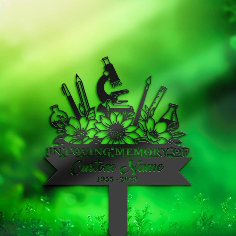 Scientist Chemist Grave Marker Memorial Sign with Stake Sympathy Gifts for Loss 2 scientist chemist grave marker memorial sign with stake sympathy gifts for loss of loved one custom metal signs 2