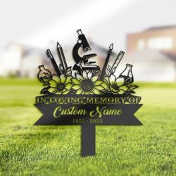 scientist chemist grave marker memorial sign with stake sympathy gifts for loss of loved one custom metal signs 3
