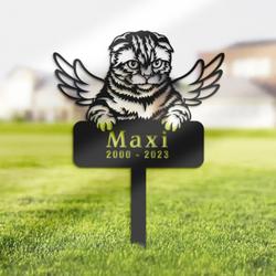 Scottish Fold Cat Grave Marker Garden Stakes Cat Memorial Gift Cemetery Decor