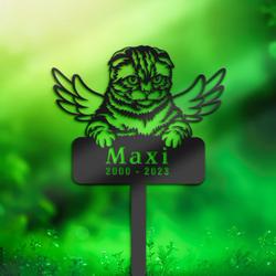 scottish fold cat grave marker garden stakes cat memorial gift cemetery decor custom metal signs 1