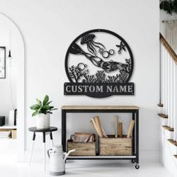 scuba diving girl metal sign personalized metal name signs home decor sport lovers gifts 4