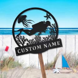 scuba diving metal sign personalized metal name signs home decor sport lovers gifts 1