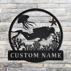 scuba diving metal sign personalized metal name signs home decor sport lovers gifts 3