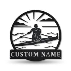 Sculling Sport Metal Wall Art Personalized Metal Name Signs Home Decor Sport Lovers Gifts