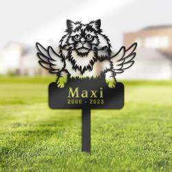 Selkirk Rex Cat Grave Marker Garden Stakes Cat Memorial Gift Cemetery Decor