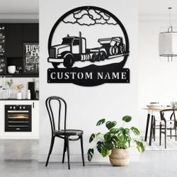 semi dump truck personalized metal name sign truck drivers gift 1