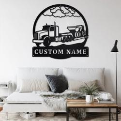 semi dump truck personalized metal name sign truck drivers gift 2