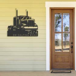 semi truck address sign business custom metal signs 1