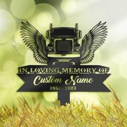 Semi Truck Driver Memorial Yard Stake