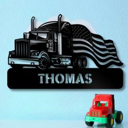 semi truck gifts for truck drivers american flag metal truck decor 1
