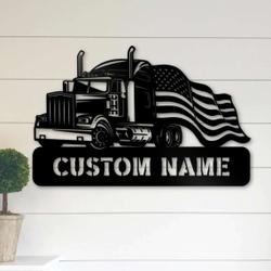 semi truck gifts for truck drivers american flag metal truck decor 3