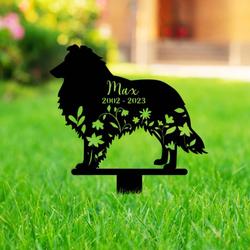 Shetland Sheepdog Grave Marker Garden Stakes Dog Memorial Gift Cemetery Decor