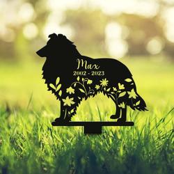 shetland sheepdog grave marker garden stakes dog memorial gift cemetery decor custom metal signs 1