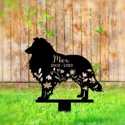 shetland sheepdog grave marker garden stakes dog memorial gift cemetery decor custom metal signs 2