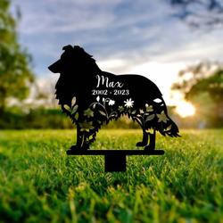 shetland sheepdog grave marker garden stakes dog memorial gift cemetery decor custom metal signs 3