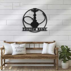 shisha hookah smoke name sign wall art smoking personalized metal sign 1