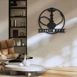 shisha hookah smoke name sign wall art smoking personalized metal sign 2