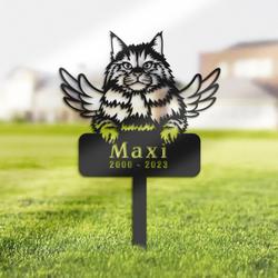 siberian cat grave marker garden stakes cat memorial gift cemetery decor custom metal signs 1