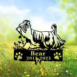 silky terrier dog grave marker garden stakes dog sympathy gift cemetery decor memorial custom metal signs 2