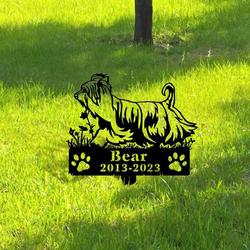 silky terrier dog grave marker garden stakes dog sympathy gift cemetery decor memorial custom metal signs 3