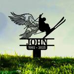 skier with wings skier grave marker metal garden stakes skier memorial gifts sympathy gifts for loss of loved one 0