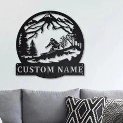 skiing metal sign personalized metal name signs home decor sport lovers gifts 1