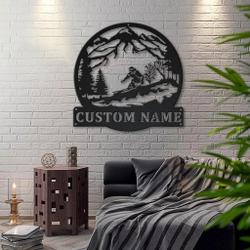 skiing metal sign personalized metal name signs home decor sport lovers gifts 2