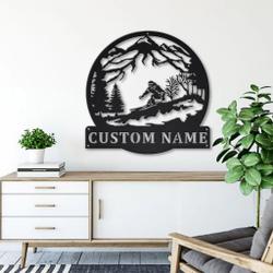 skiing metal sign personalized metal name signs home decor sport lovers gifts 3