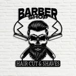 skull barber shop hair cut and shaves business custom metal signs 0