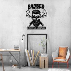 skull barber shop hair cut and shaves business custom metal signs 2