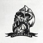 skull cave camping metal wall art personalized metal name sign campfire camping art decor 0