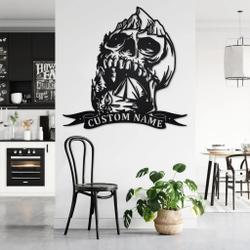 skull cave camping metal wall art personalized metal name sign campfire camping art decor 1